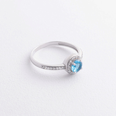 Срібна каблучка з кварцом і фіанітами 1867/1р-QSWB №2