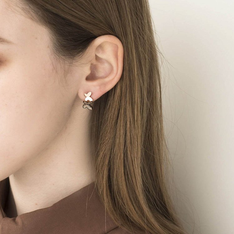 Золотые серьги "Бабочки" с фианитами с06177 от ювелирного магазина Оникс - 3