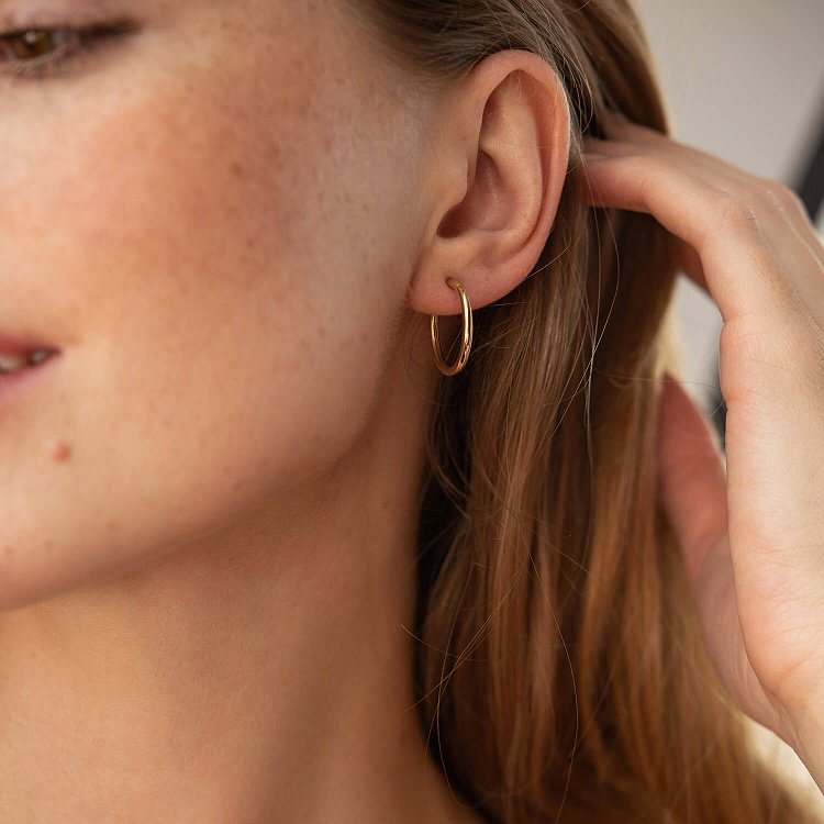 Серьги - кольца в желтом золоте с08488 от ювелирного магазина Оникс - 5