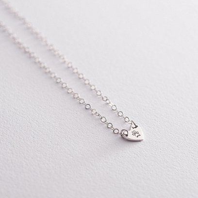 Серебряное колье Сердечко для гравировки 18994 №8