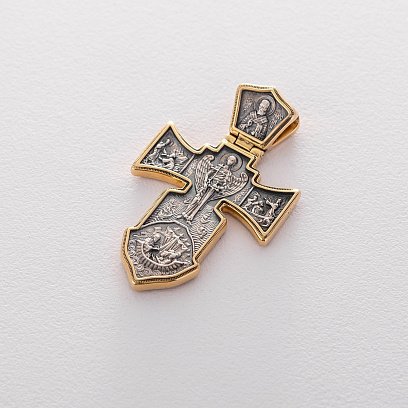 Серебряный крест с позолотой "Распятие. Ангел Хранитель" 131416 №7