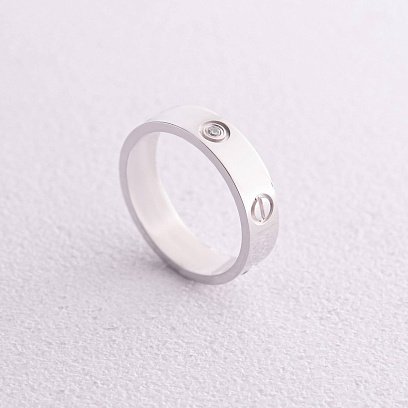 Кольцо "Love" в белом золоте (фианиты) к07138