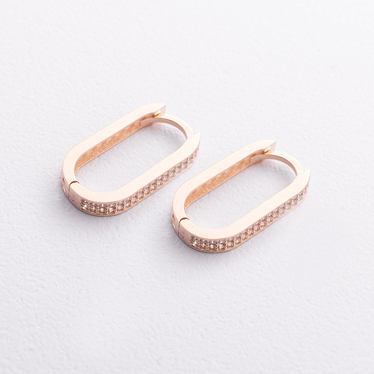 Золоті сережки з фіанітами с09644 від ювелірного магазину Онікс - 1