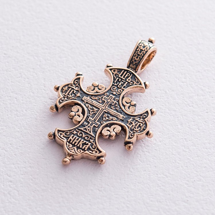 Золотий хрест "Процвете Древо Хреста" п02676 від ювелірного магазину Онікс