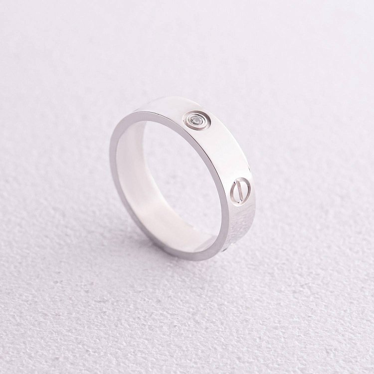 Кольцо "Love" в белом золоте (фианиты) к07138 от ювелирного магазина Оникс