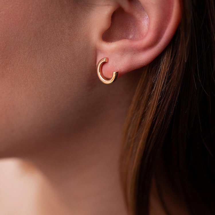 Серьги - пусеты "Мэрилин" в красном золоте с08176 от ювелирного магазина Оникс - 7