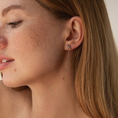 Срібні сережки - протяжки "Літачок" 123158 №3