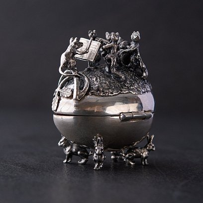 Срібний футляр "Оркестр котів" ручної роботи 23119 №4