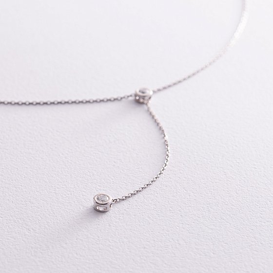 Серебряное колье - галстук с фианитами 908-01215 №4