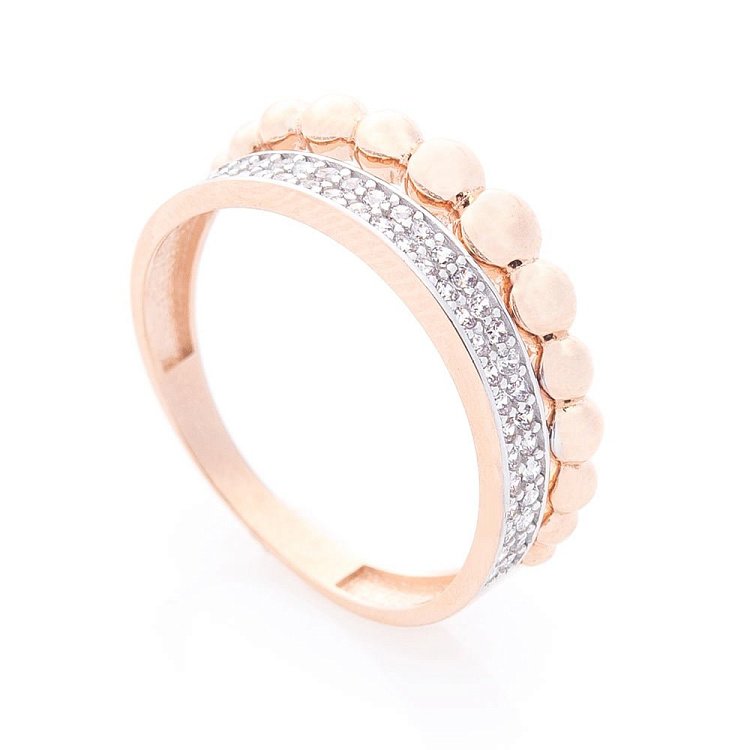 Золотое кольцо с фианитами к05383 от ювелирного магазина Оникс