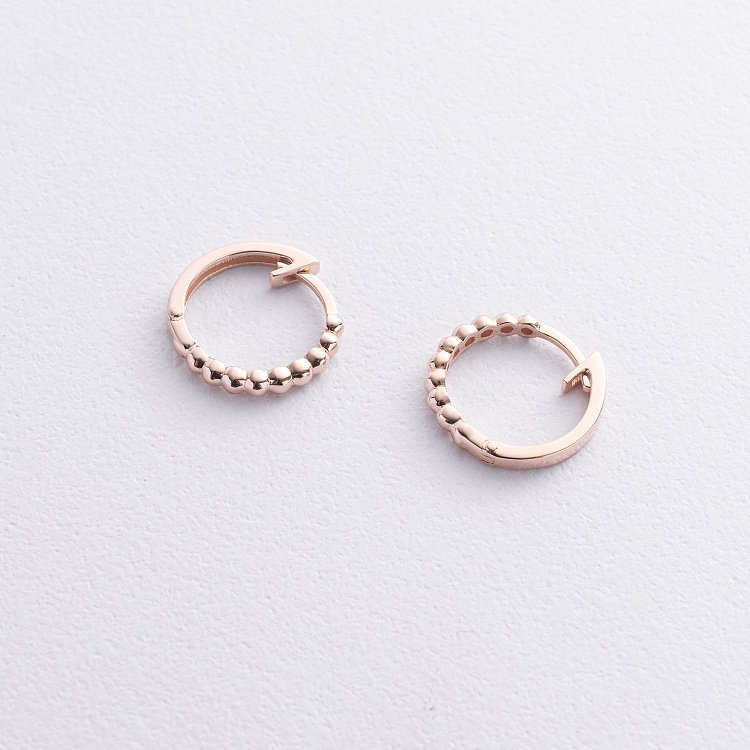 Серьги - кольца в красном золоте (шарики) с09043 от ювелирного магазина Оникс - 2