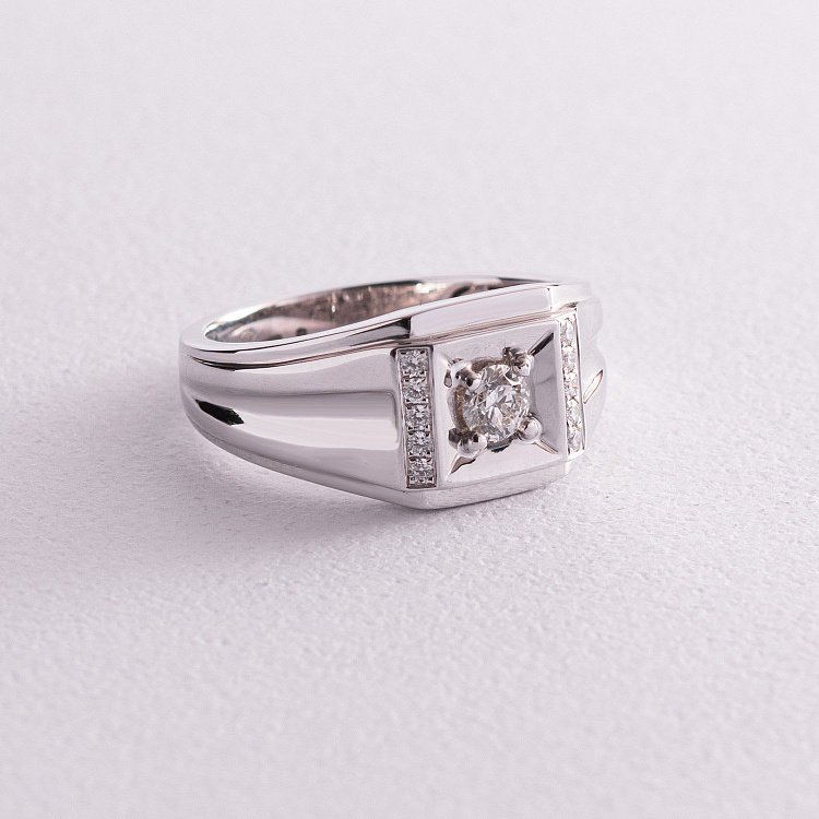 Золотая мужская печатка с бриллиантами кб0218ri от ювелирного магазина Оникс