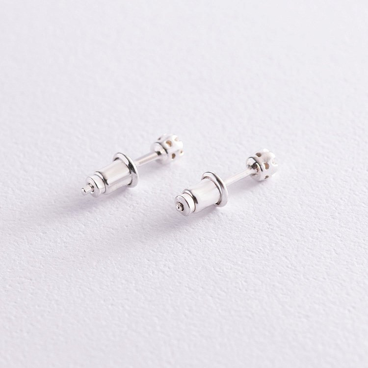 Серебряные серьги - пусеты с фианитами 121894 от ювелирного магазина Оникс - 2