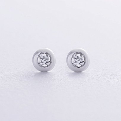 Серьги - пусеты с фианитами (белое золото) с02826