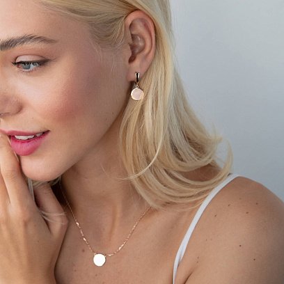 Серьги "Монетки" в красном золоте с07623 №2