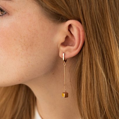 Золотые серьги "Кубики" с05653 №4