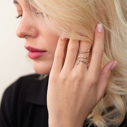 Кольцо "Змея" в красном золоте к06935 №2