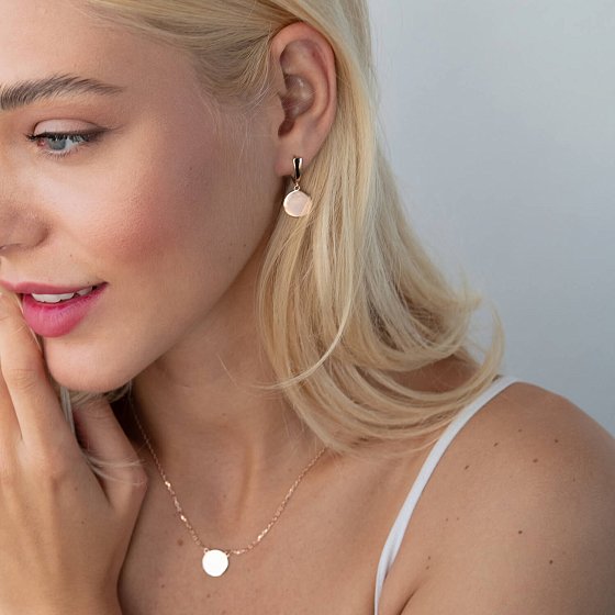 Серьги "Монетки" в красном золоте с07623 №2