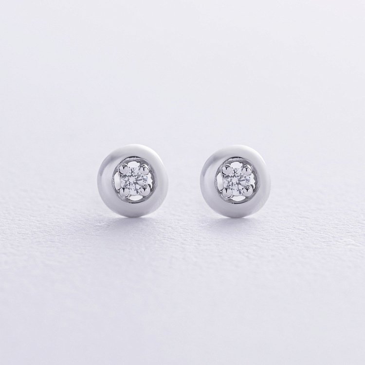 Серьги - пусеты с фианитами (белое золото) с02826 от ювелирного магазина Оникс