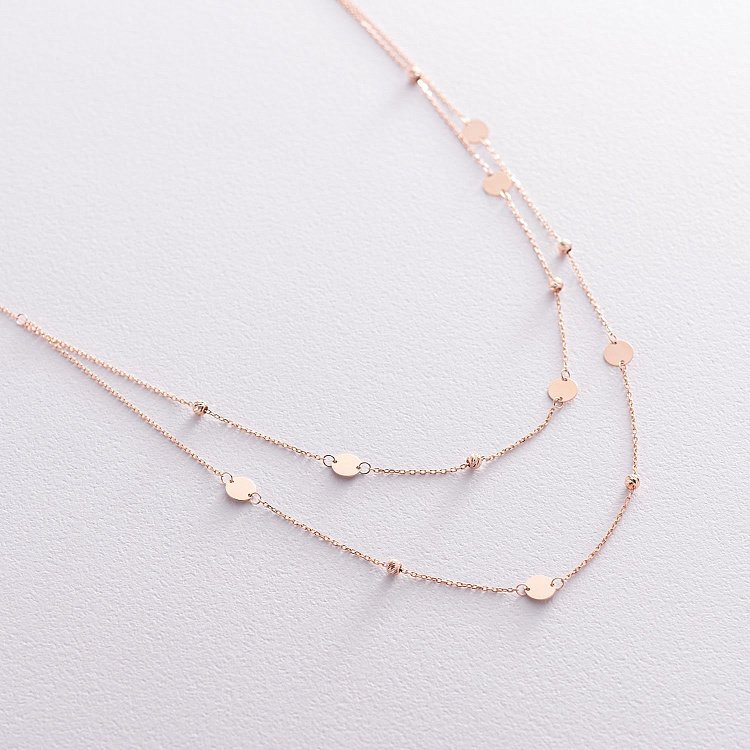 Подвійне кольє "Монетки" з червоного золота кол01873 від ювелірного магазину Онікс