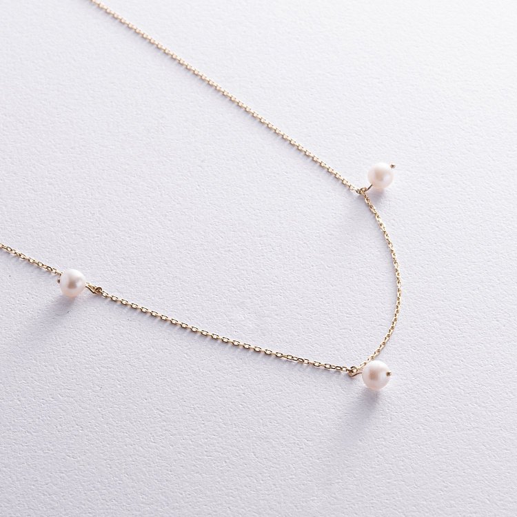 Кольє з перлами (жовте золото) кол02397 від ювелірного магазину Онікс - 4