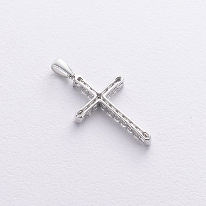 Крестик с бриллиантами (белое золото) пб0356cha №3