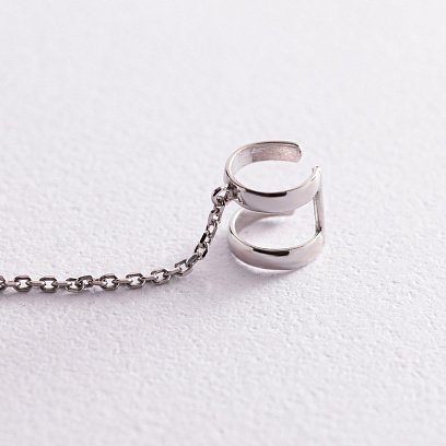 Срібна сережка - каффа з фіанітами 4998 №4