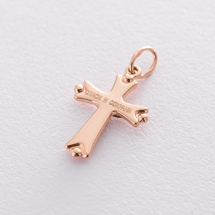 Золотий хрестик з розп'яттям "Спаси і сохрани" п03300 від ювелірного магазину Онікс - 1