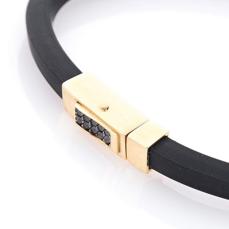 Каучуковий браслет із золотою застібкою (фіаніт) б03877 від ювелірного магазину Онікс - 2