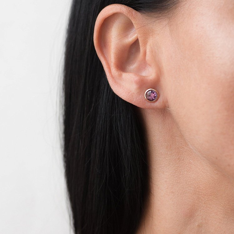 Золоті сережки - пусети (аметист) с06323 від ювелірного магазину Онікс - 7