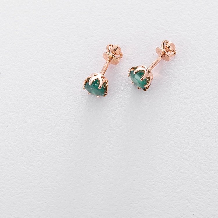 Золотые сережки-пусеты с ониксом с06309 от ювелирного магазина Оникс - 2