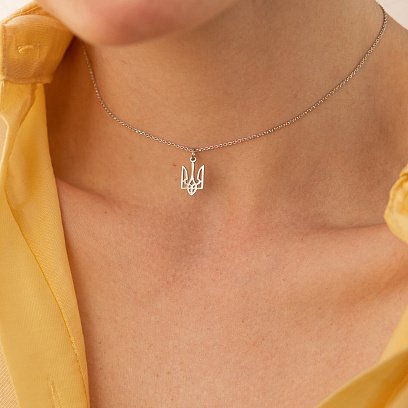 Кольє "Герб України - Тризуб" у сріблі 4056 №9