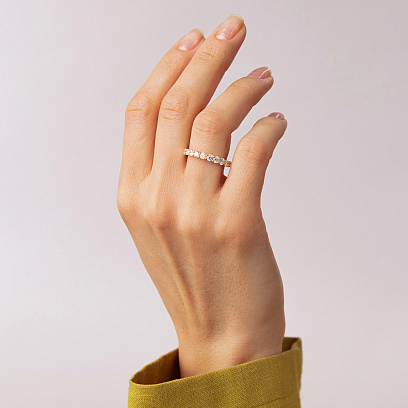 Золота каблучка з доріжкою діамантів кб0682ri №4