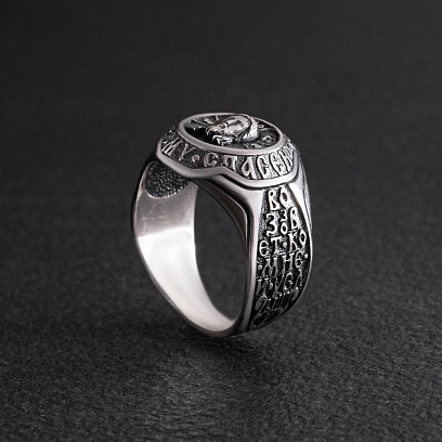 Серебряная мужская печатка (чернение) 112130 №3