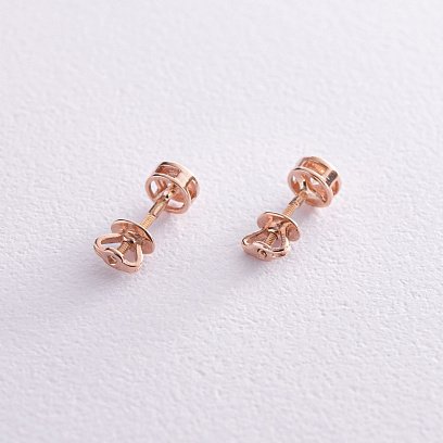 Золотые серьги - пусеты с фианитами с08148 №3