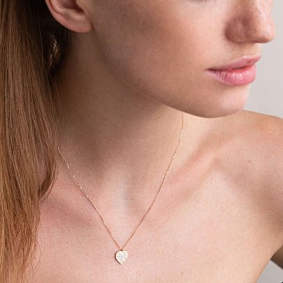 Золоте кольє "Серце" з фіанітами кол01713 №2