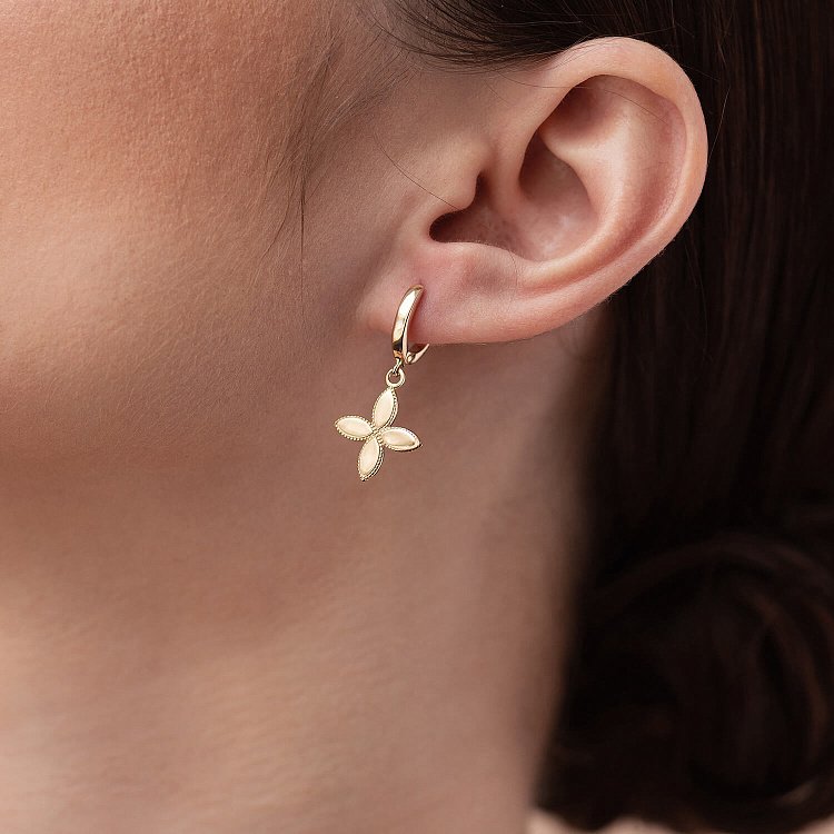 Серьги "Клевер" в желтом золоте с07107 от ювелирного магазина Оникс - 5