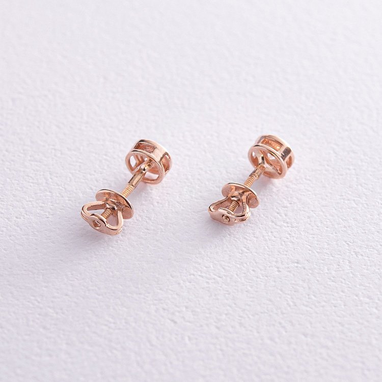 Золотые серьги - пусеты с фианитами с08148 от ювелирного магазина Оникс - 2