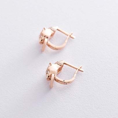 Золотые серьги "Пантера" (фианиты) с06819 №4