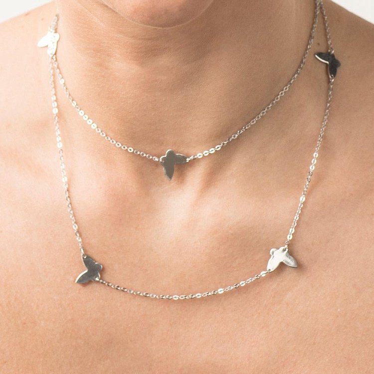 Серебряное колье с бабочками 18651 от ювелирного магазина Оникс - 4