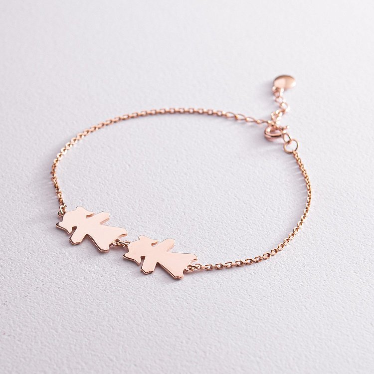 Браслет "Две девочки" в красном золоте (возможна гравировка) з2088 от ювелирного магазина Оникс