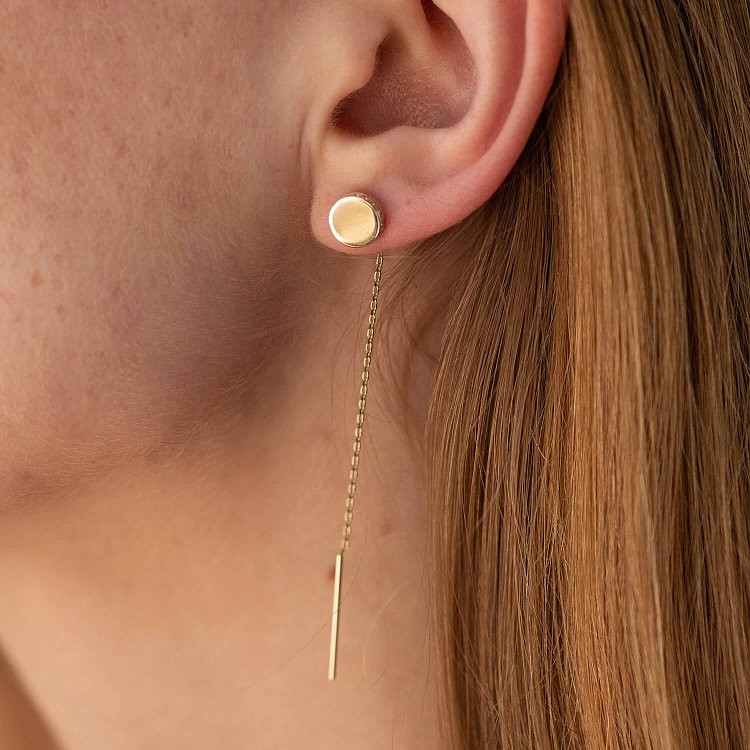 Золоті сережки - протяжки з фіанітами с08383 від ювелірного магазину Онікс