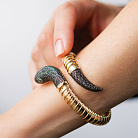 Жесткий браслет "Змея" в желтом золоте (фианиты) б05722 от ювелирного магазина Оникс - 1