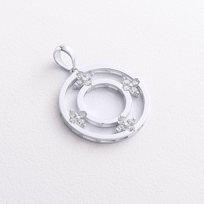 Кулон "Клевер" с фианитами (белое золото) п04070