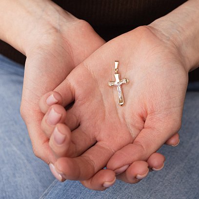 Золотий хрестик з розп'яттям п03667 №2