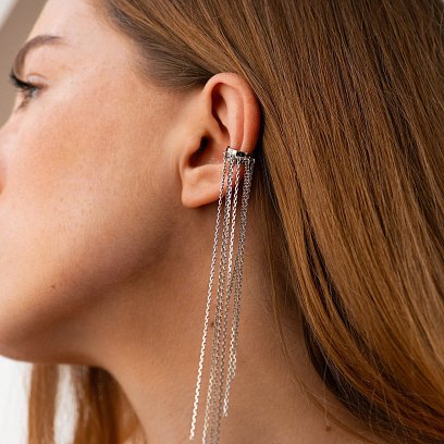 Серебряная серьга - каффа "Тильда" 123194 №5