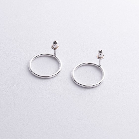 Серьги - пусеты Большой круговорот в серебре 1.9 см 122547 №2