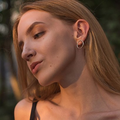 Серьги - пусеты Большой круговорот в серебре 1.9 см 122547 №16