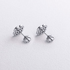 Сережки - пусети "Конюшина" в білому золоті с09669 от ювелирного магазина Оникс - 2