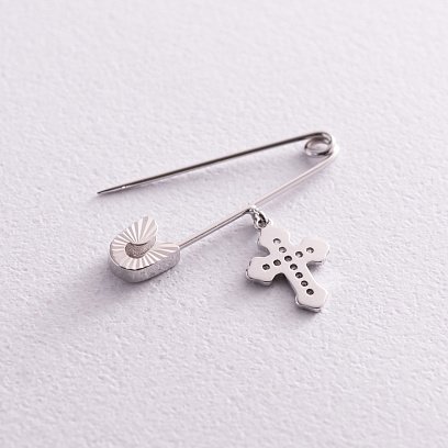 Золотая булавка с крестиком (фианиты) зак00320 №2